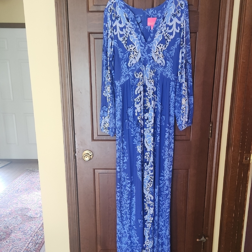 Blue and White Floral Maxi Dress